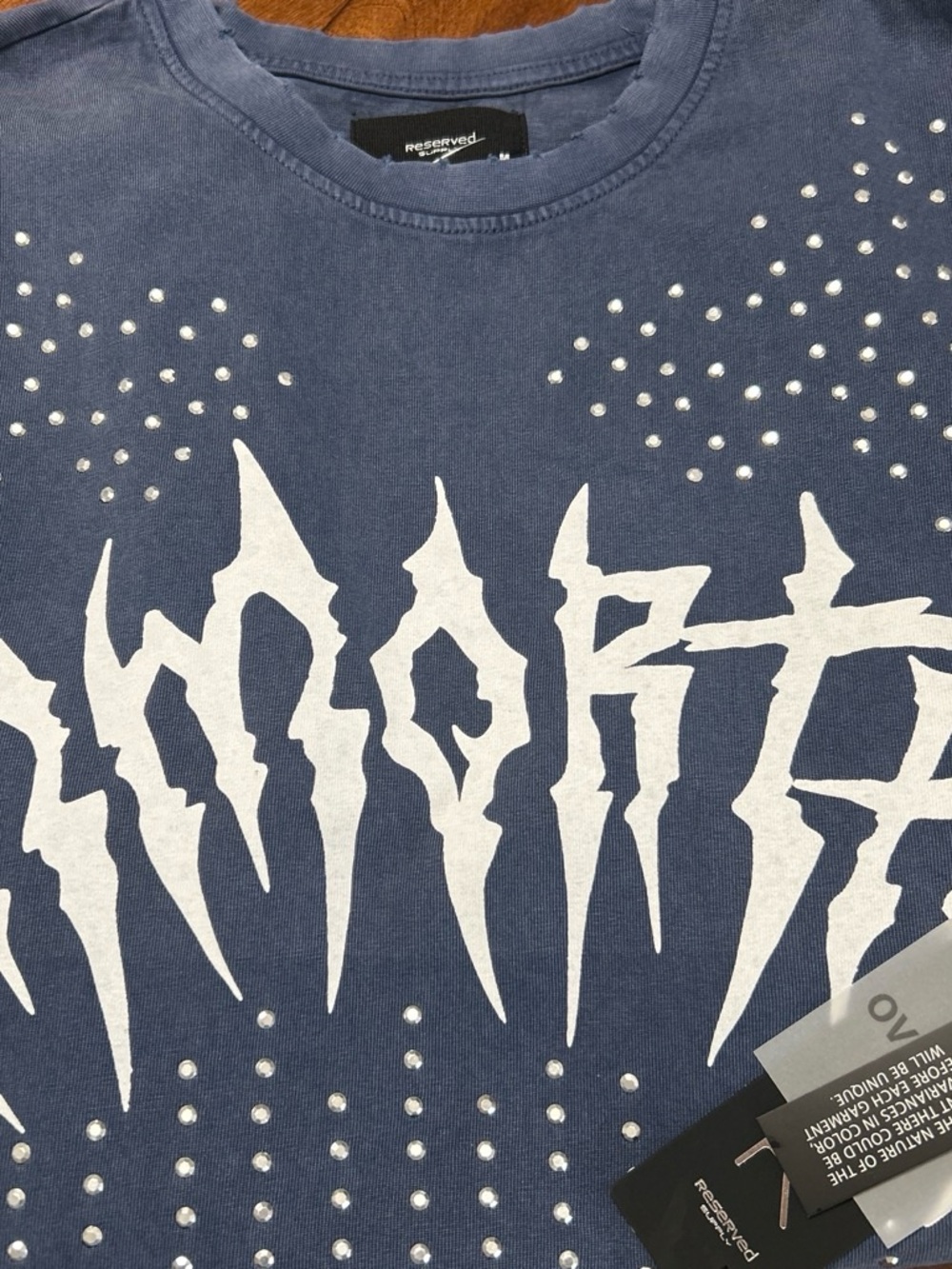Reserved Midnight Blue Studded T-shirt. Men Size M, OVERSIZED FIT